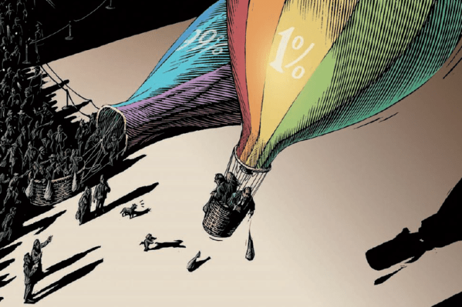 Screen Shot from the cover of the OECD publication Divided We Stand