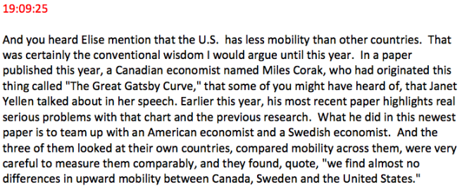 Intelligence Squared US excerpt from Income inequality impairs the American dream by Winship on Corak and the Great Gatsby Curve