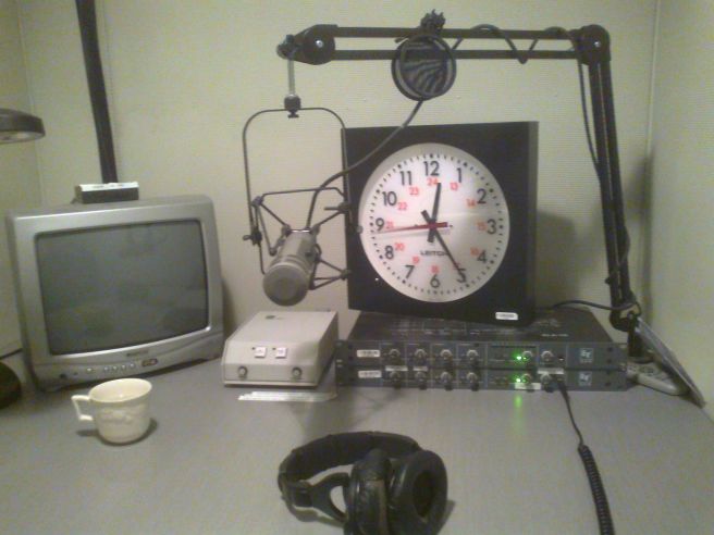 Sound booth at the CBC Studio in Ottawa