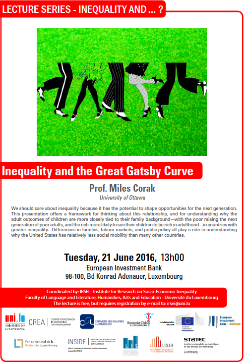 Lecture series Inequality and Miles Corak European Investment Bank Luxembourg