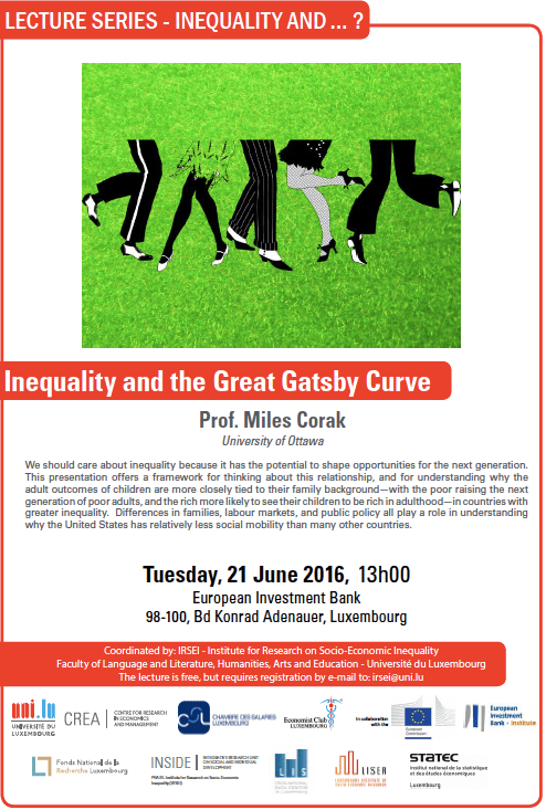 Lecture series Inequality and Miles Corak European Investment Bank Luxembourg